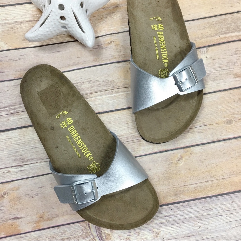 Birkenstock Madrid Silver Slides size 40